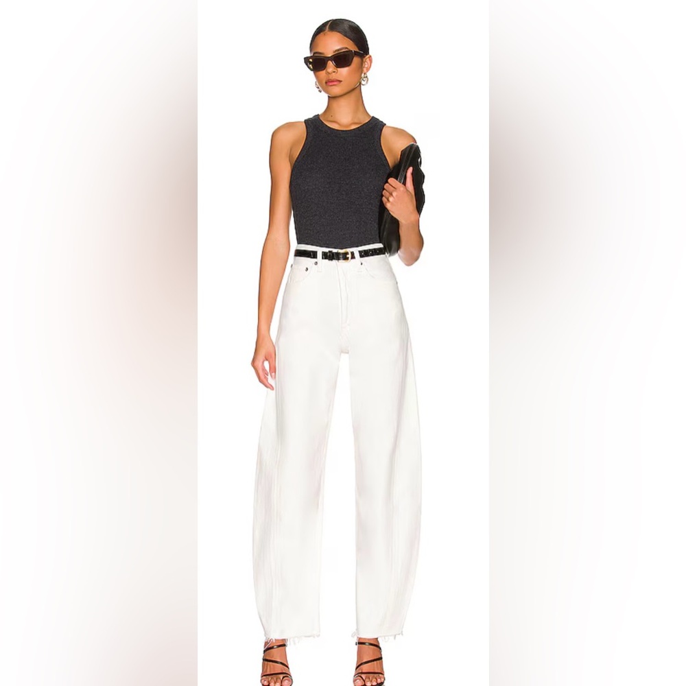 Agolde Luna Pieced Jeans - White Barrel leg, Hi-rise Denim